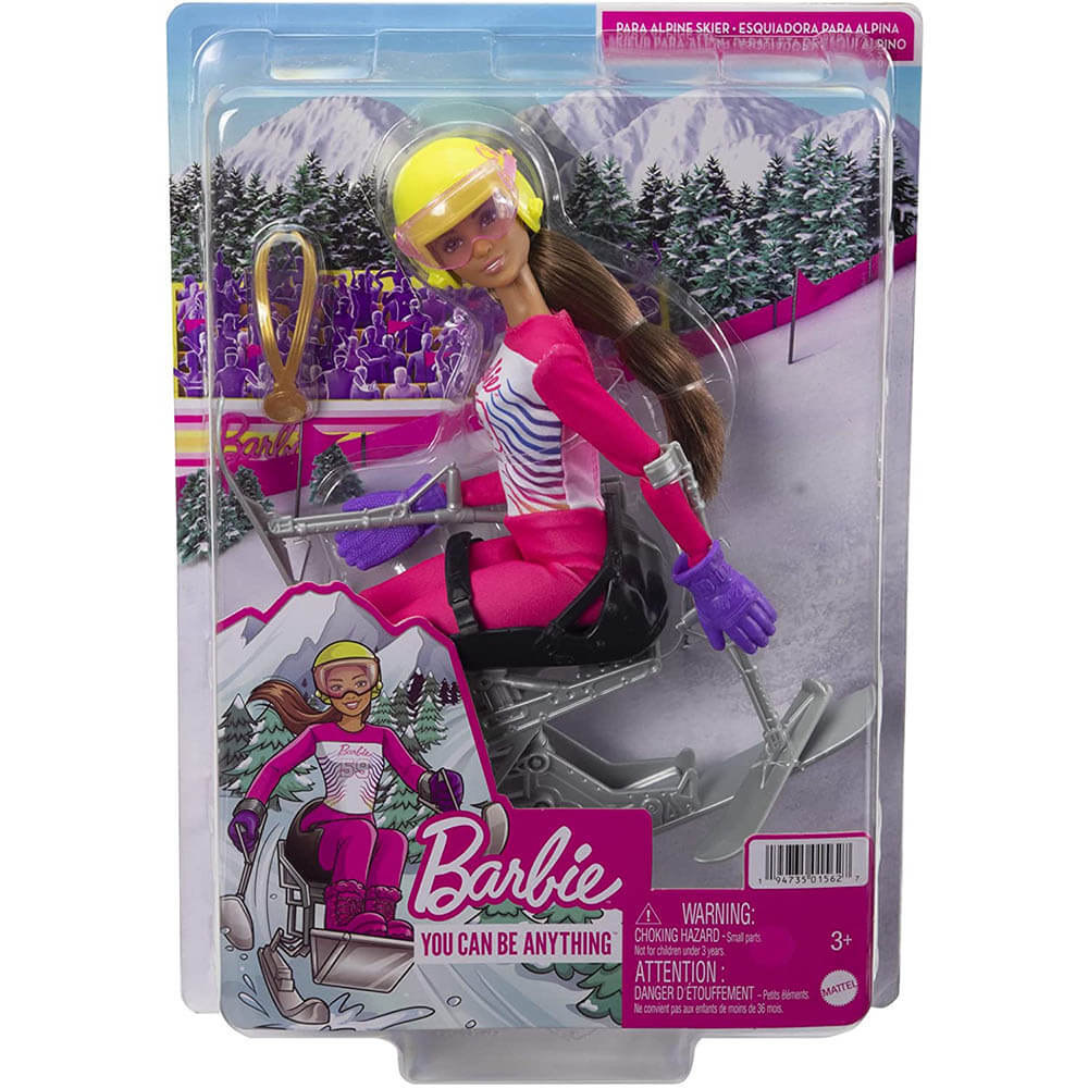 Barbie Careers Winter Sports Para Alpine Skier Brunnette Doll with Clothes and Accessories