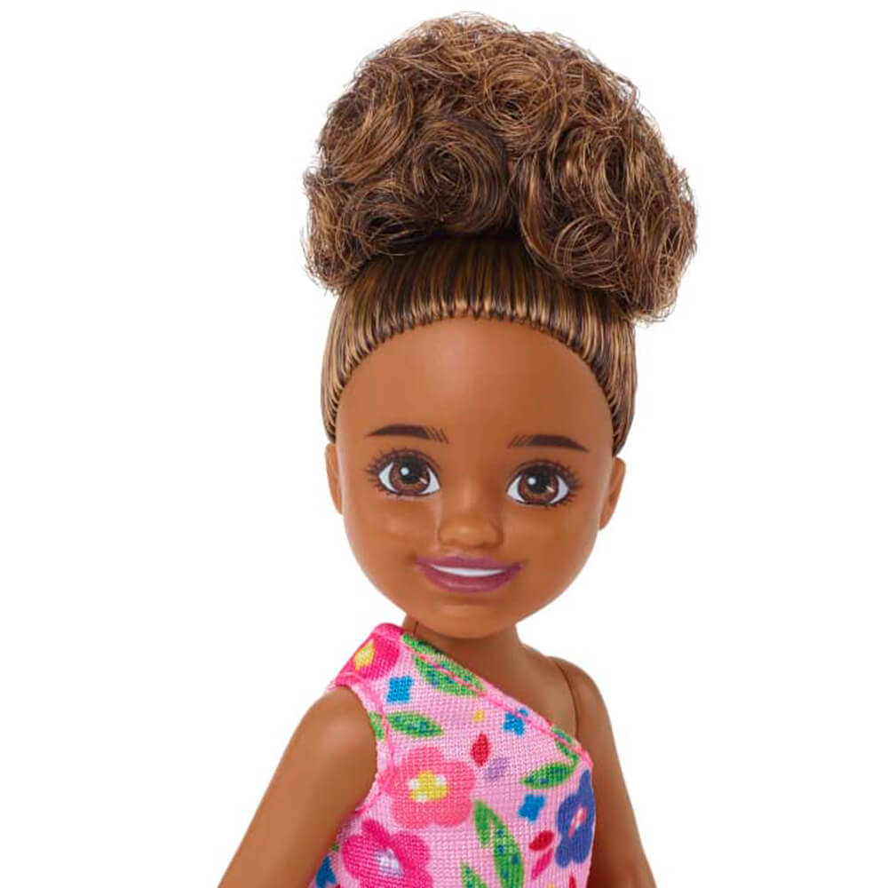 Barbie Chelsea Brunette Doll in Flower-Print Dress