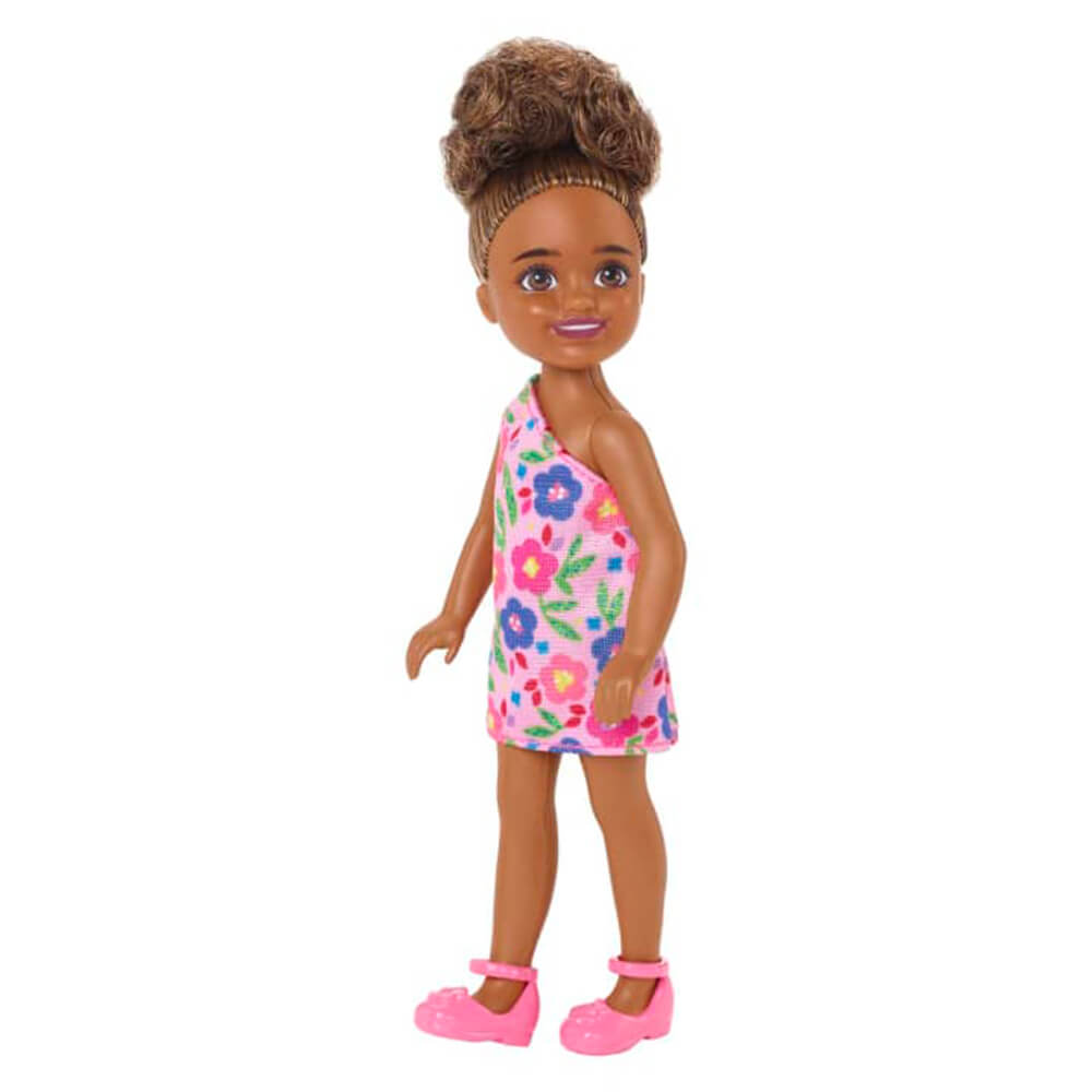 Barbie Chelsea Brunette Doll in Flower-Print Dress