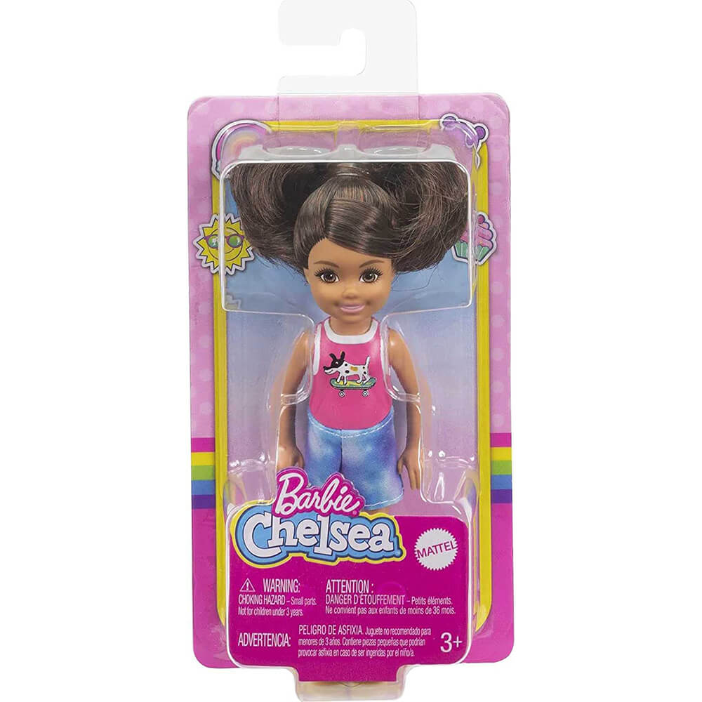 Barbie Chelsea Doll Wearing Molded Skateboarding Dog Top