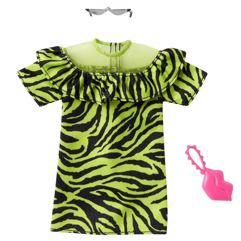 Barbie Complete Look Fashion Pack Neon Green Zebra Print Dress