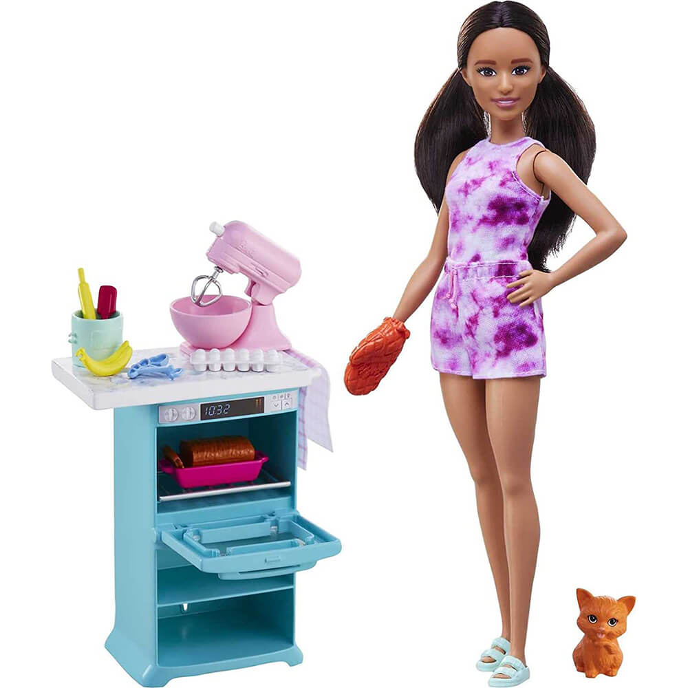 Barbie Doll and Kitchen Playset (Brown Hair)