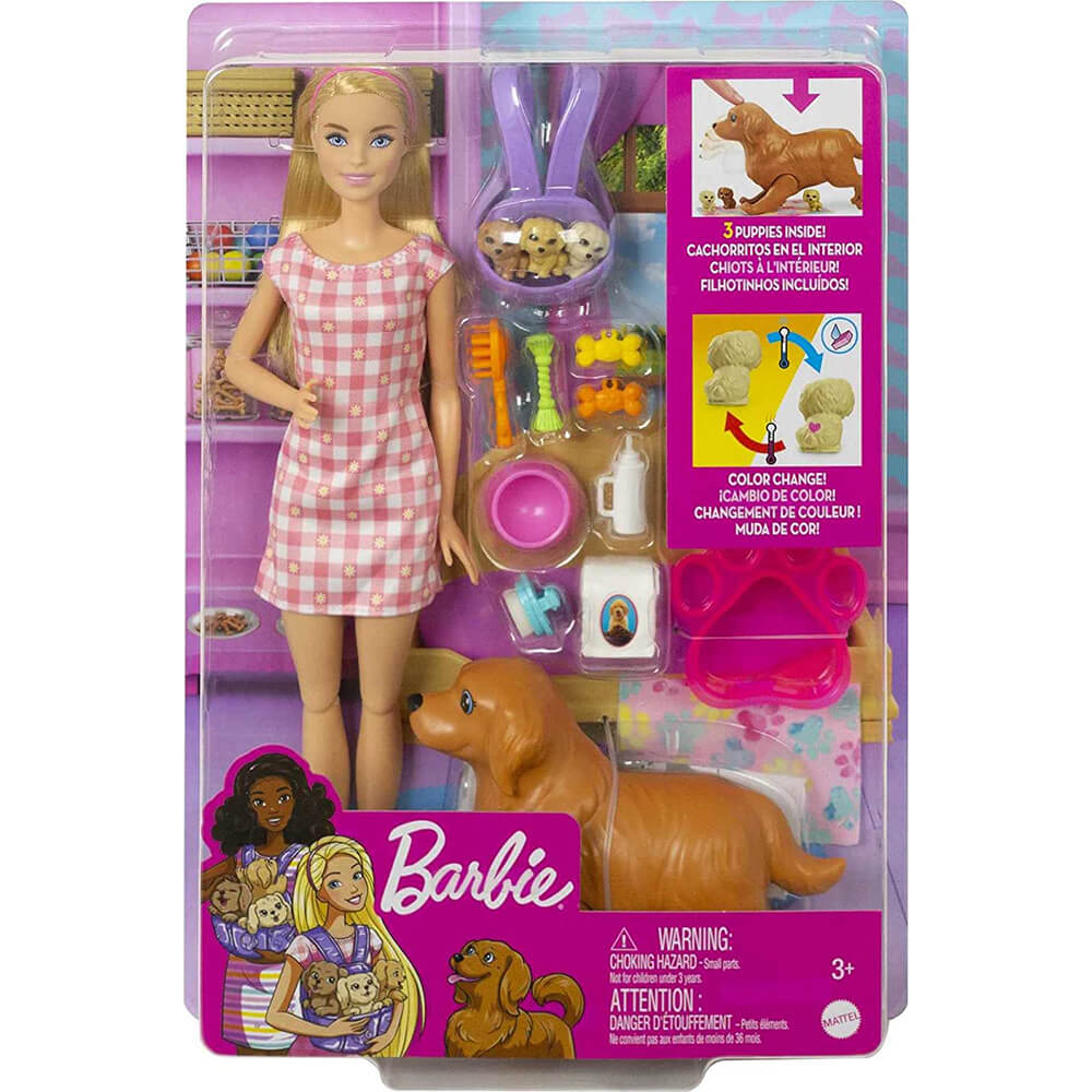 Barbie Doll Newborn Pups Playset