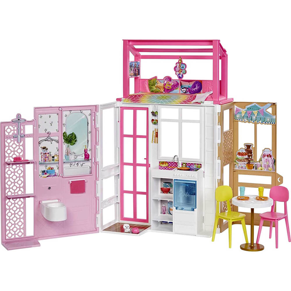 Barbie Dollhouse Playset with 2 Levels & 4 Play Areas