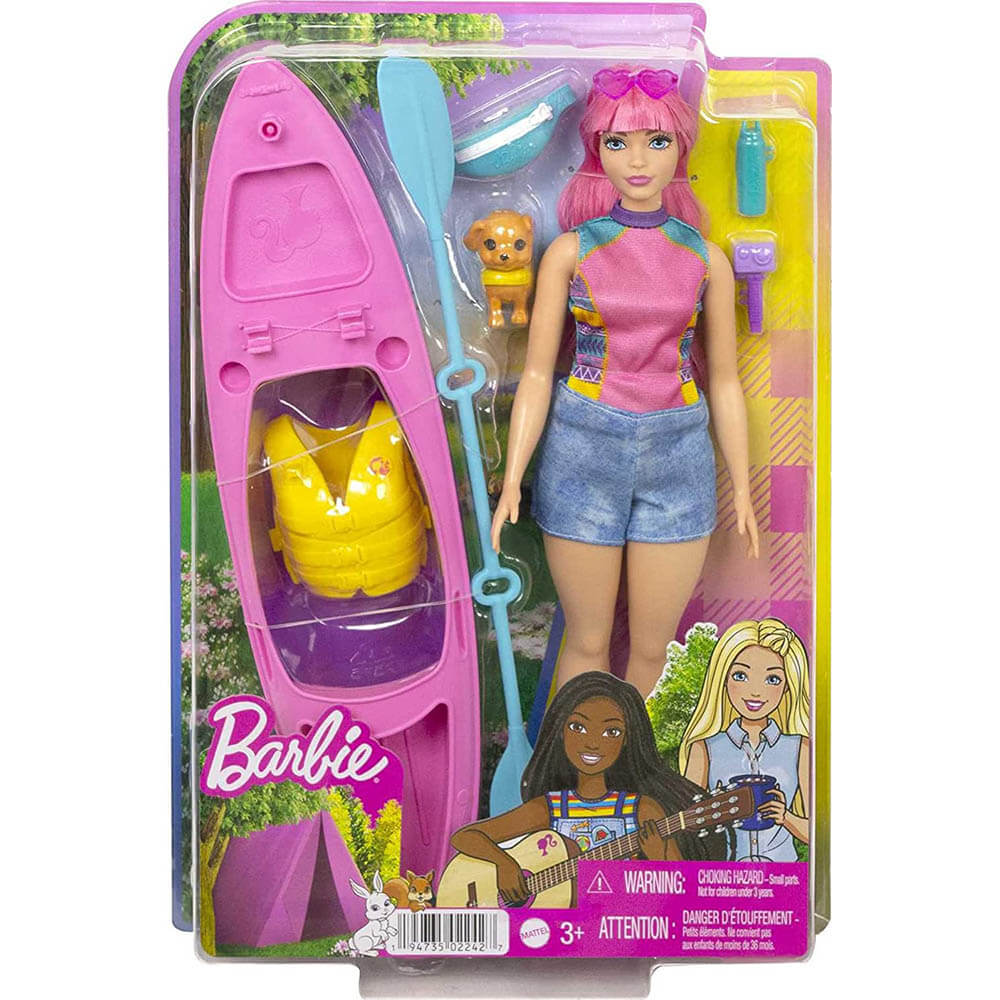 Barbie It Takes Two Daisy Camping Doll w Pet, Kayak Accessories