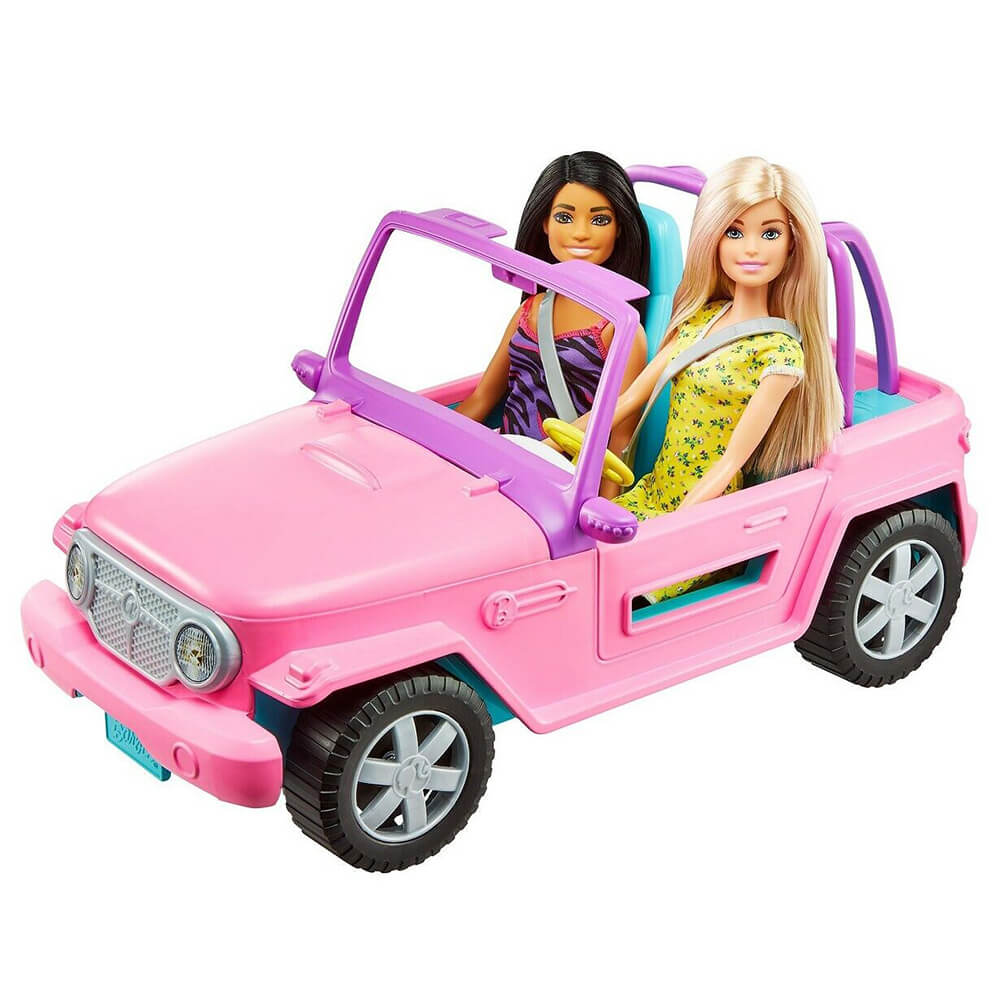 Barbie Pink Jeep Vehicle with 2 Dolls