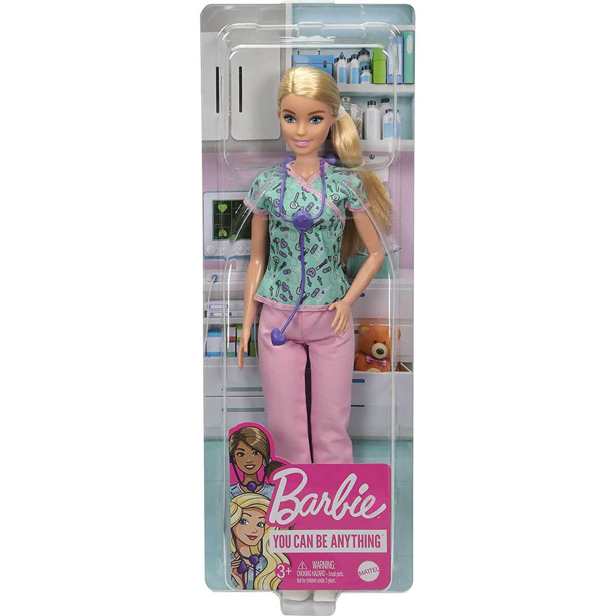 Barbie You Can Be Anything Careers Nurse Doll with Purple Stethoscope