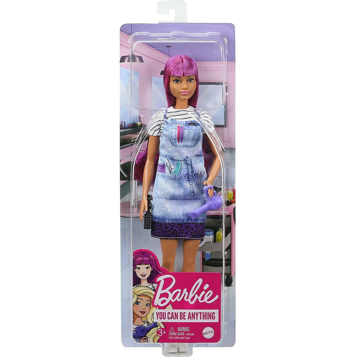 Barbie You Can Be Anything Careers Salon Stylist Doll with Purple Hair