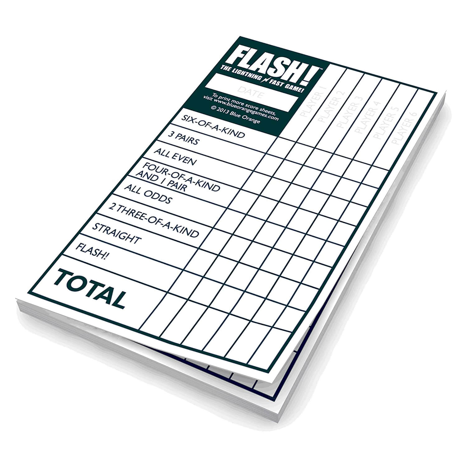 Scorecard included in Blue Orange Flash! Dice Game.