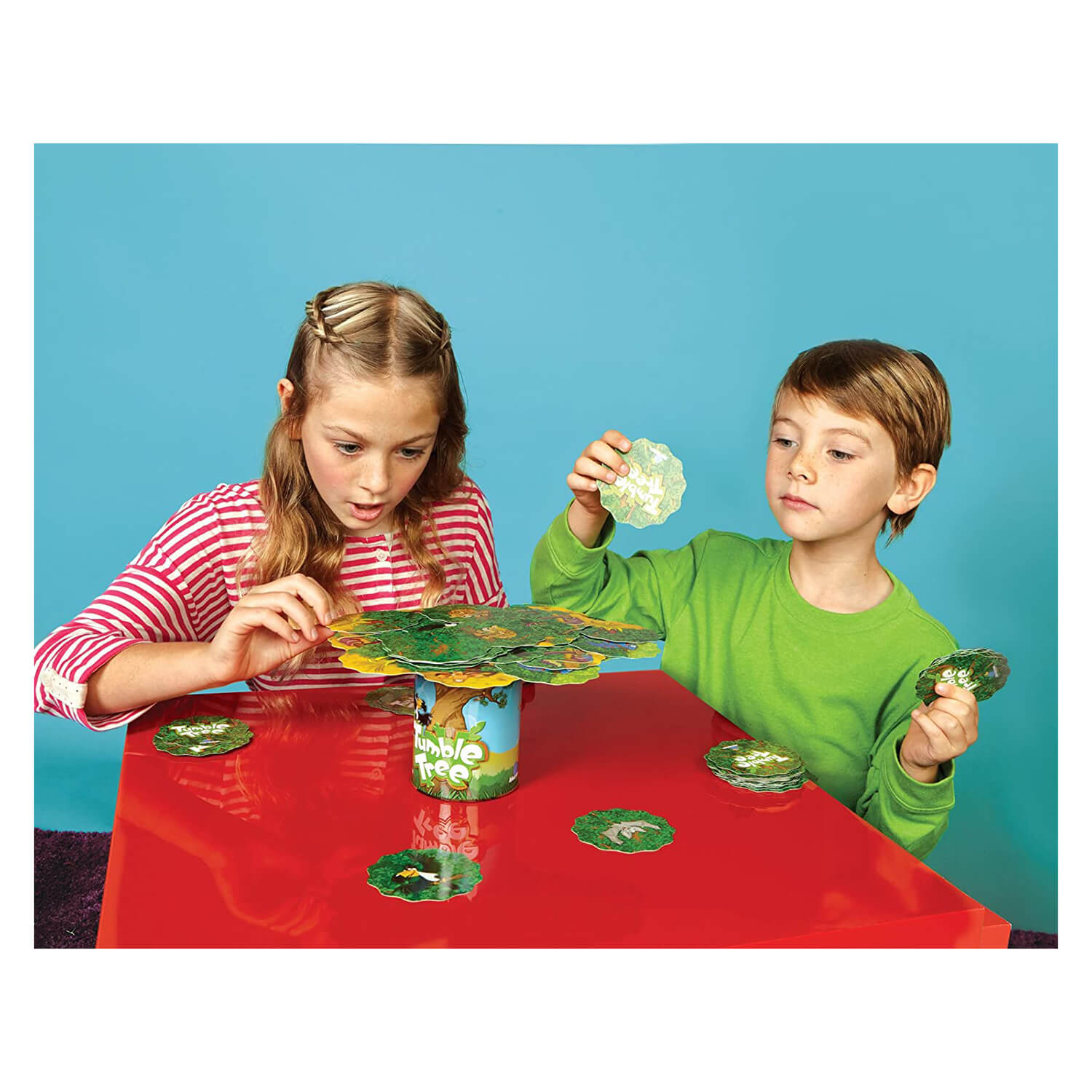 Kids playing the tumble tree game.