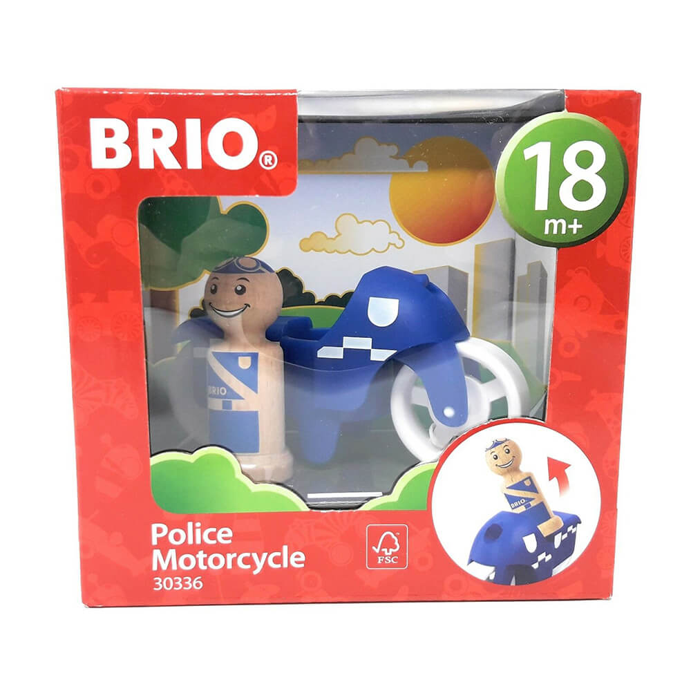 Brio Police Motorcycle with Wooden Figure