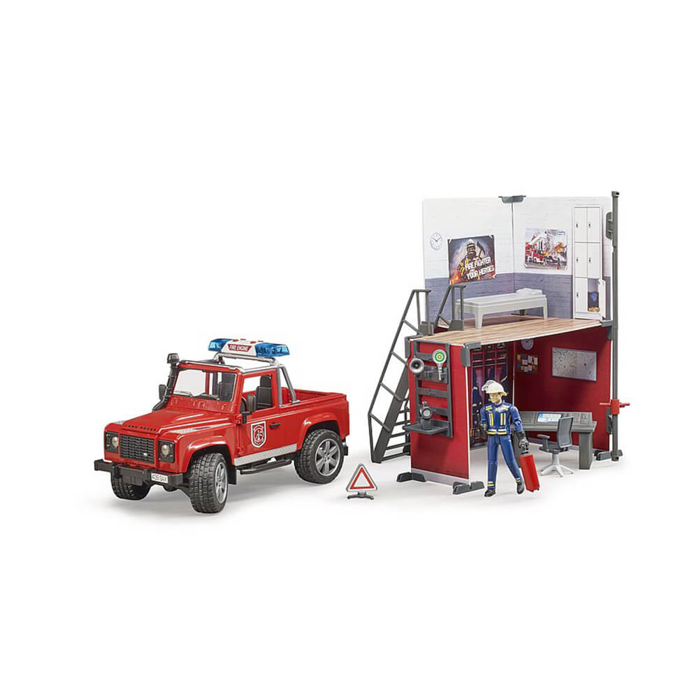 Bruder bWorld Fire Station with Land Rover Defender