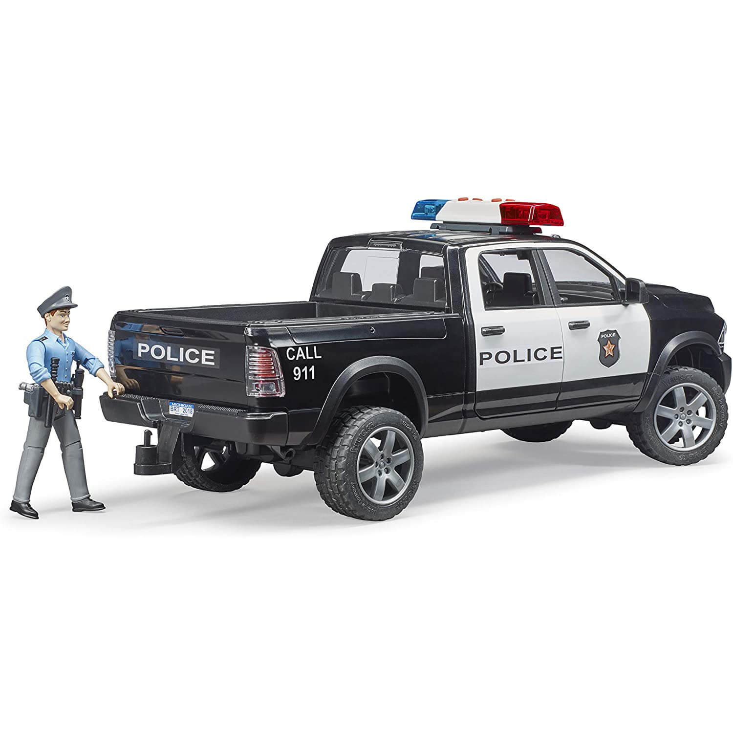 Bruder Pro Series Dodge RAM Police 1:16 Scale Vehicle with Policeman and Lights and Sounds Module