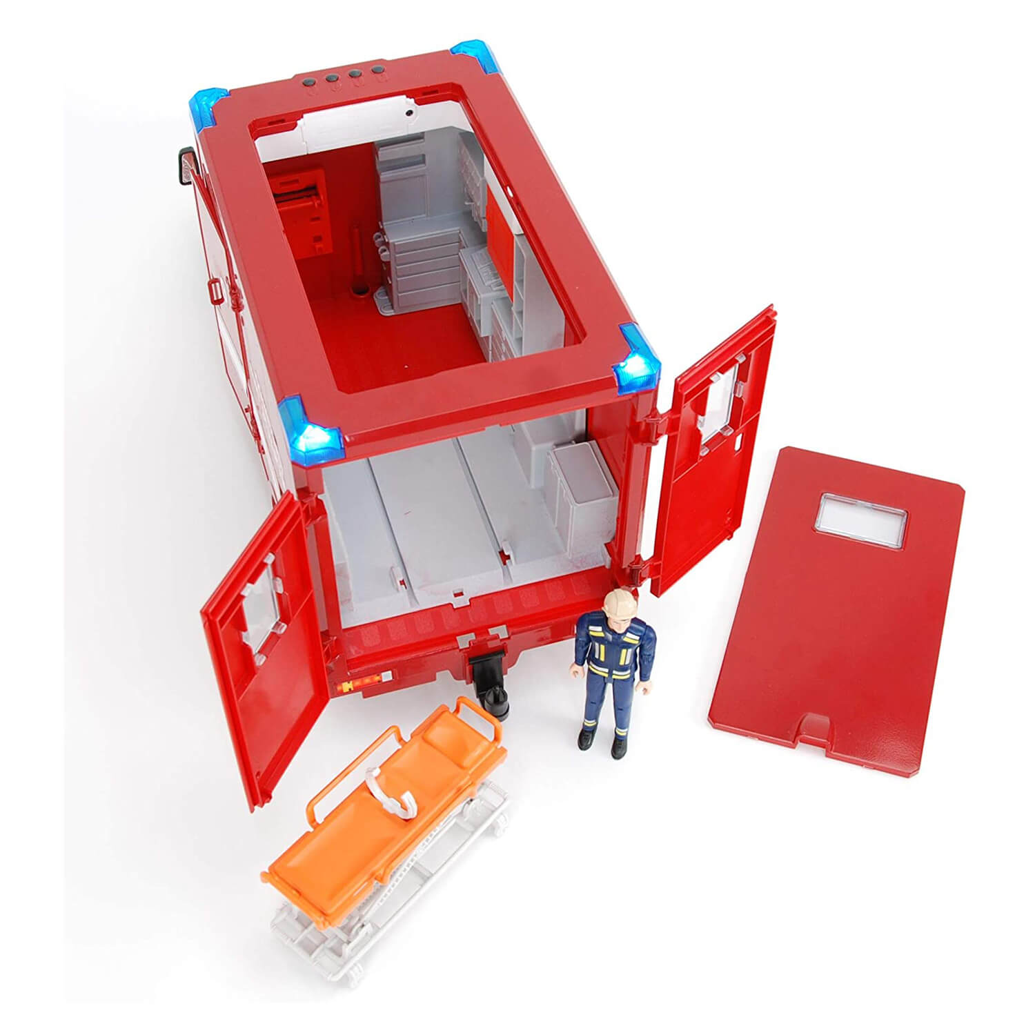 Top view of the emergency vehicle toy.