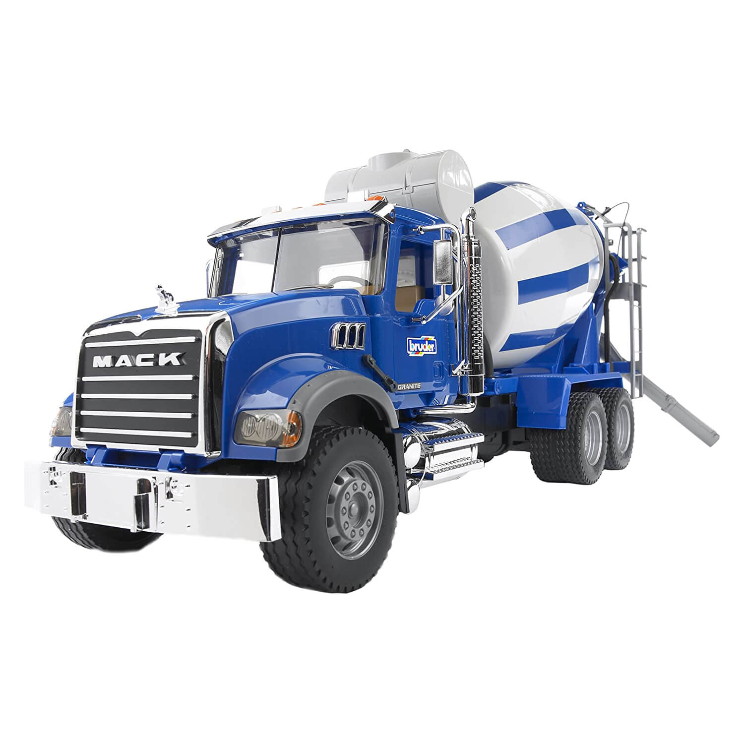 Bruder Pro Series Mack Granite Cement Mixer 1:16 Scale Vehicle front-quarter angle.