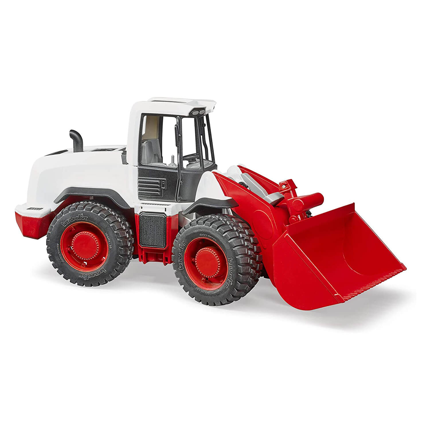 Side view of the Bruder Pro Series Front-End Wheel Loader 1:16 Scale Vehicle.