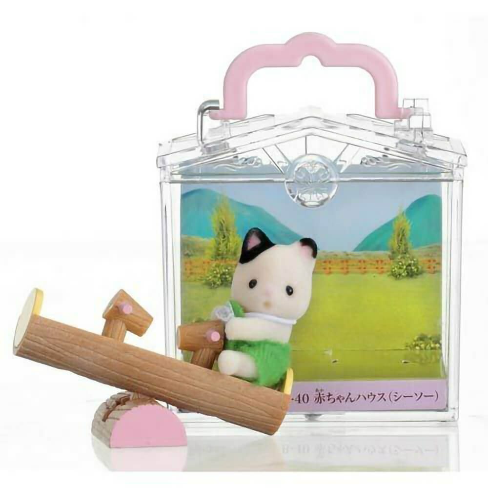 Calico Critters Tuxedo Cat with See-saw Mini Carry Case