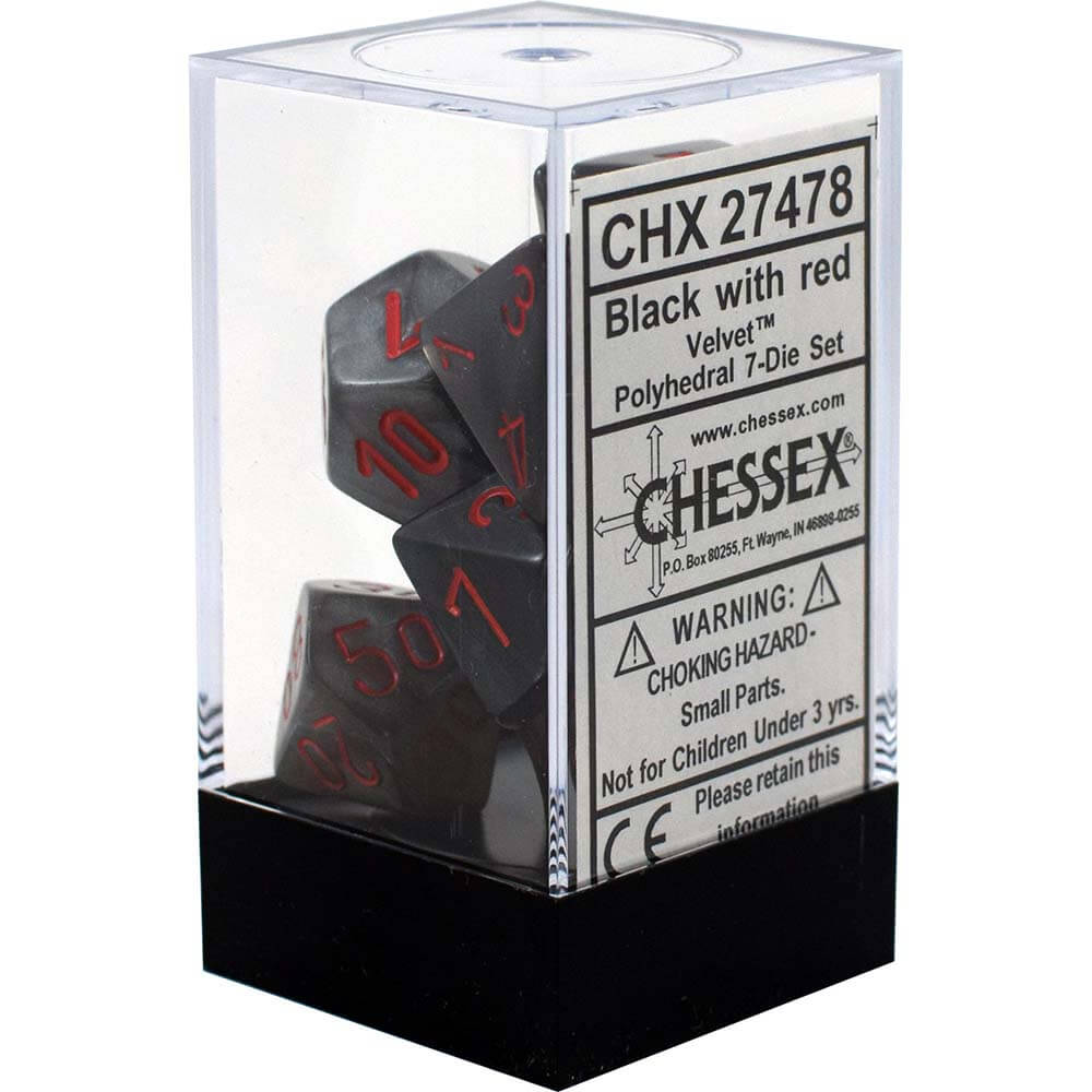 Chessex Black & Red Velvet Dice Set
