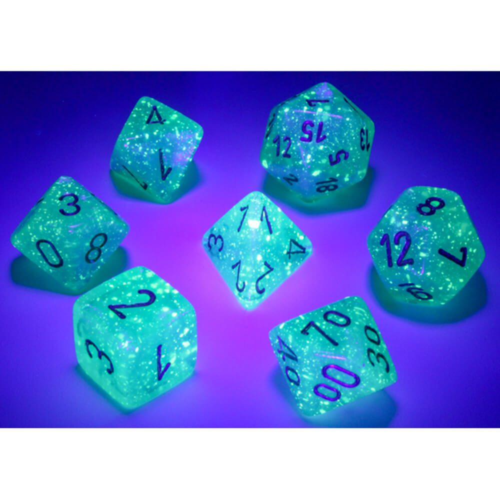 Chessex Light Green and Gold Polyhedral 7 Die Set