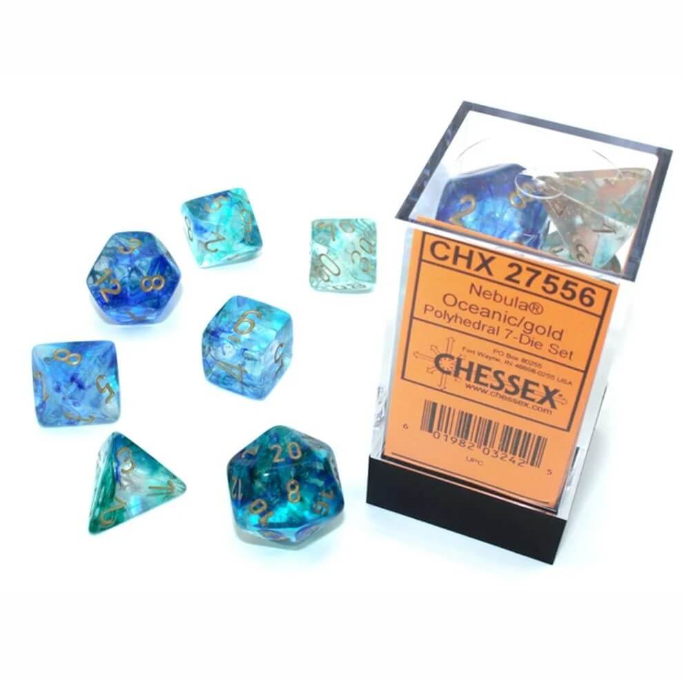 Chessex Nebula Oceanic Luminary Polyhedral 7 Die Set