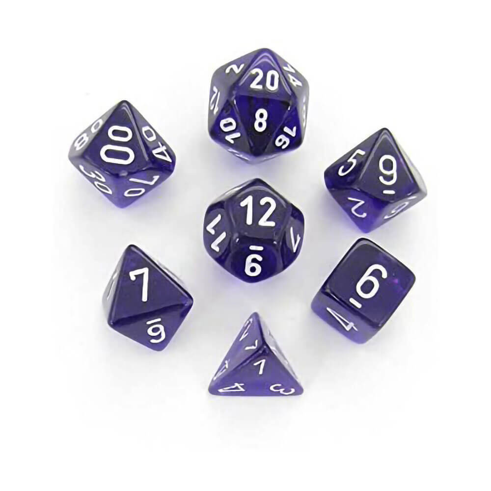 Chessex Translucent Purple White Polyhedral 7-Die Set
