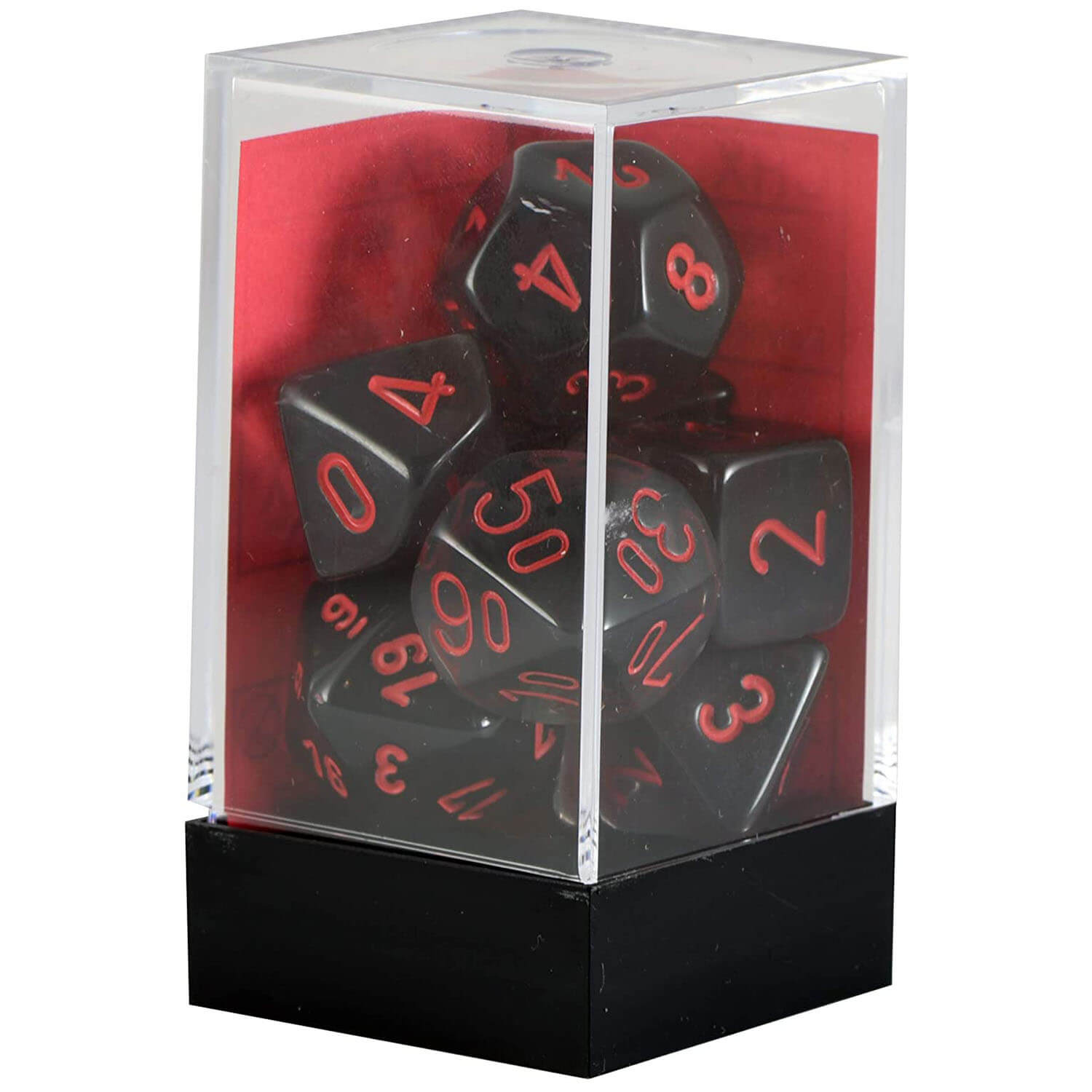 Chessex Translucent Smoke Red Polyhedral 7-Die Set