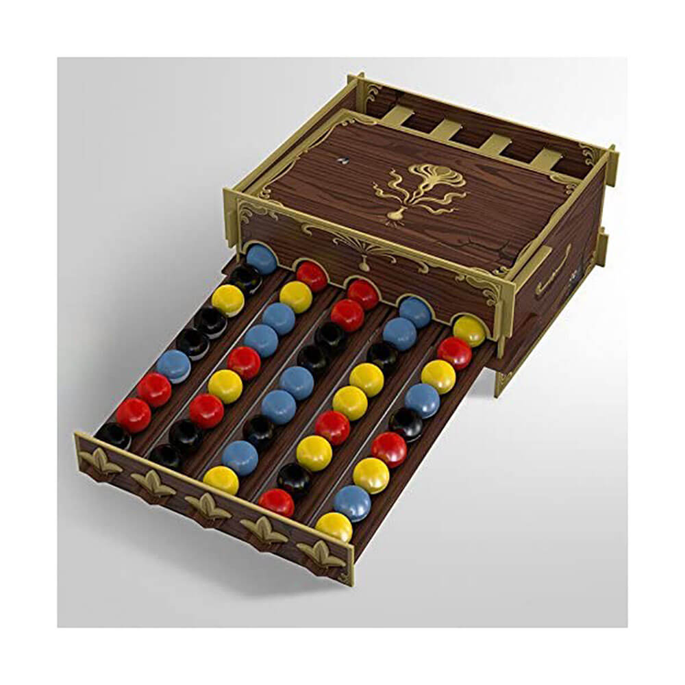 View of pieces included in the board game.