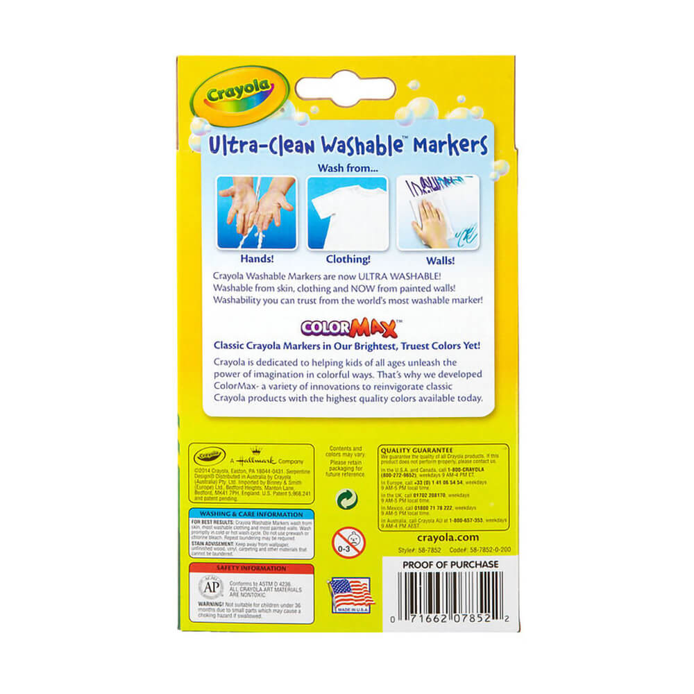 Crayola 10ct Ultra-Clean Washable Markers Fine Line Classic Colors