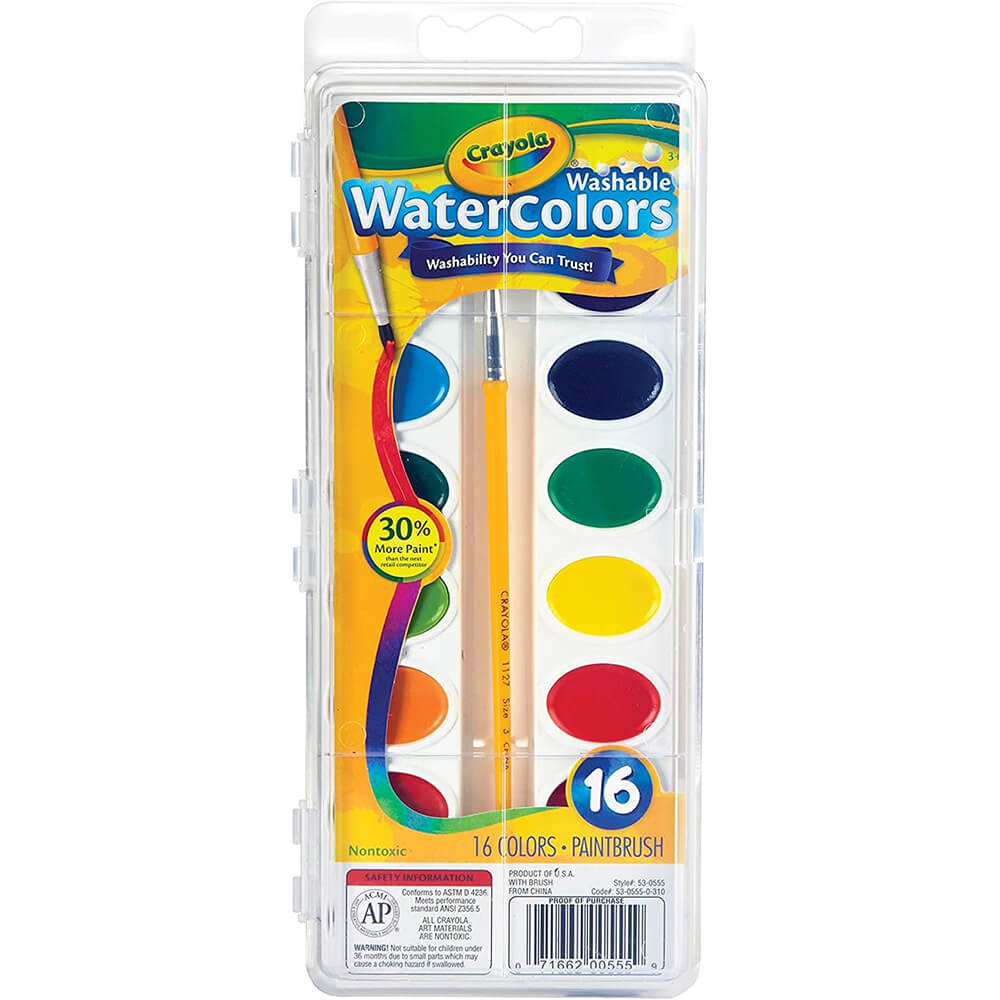 Crayola 16ct Washable Watercolor Paints with Brush