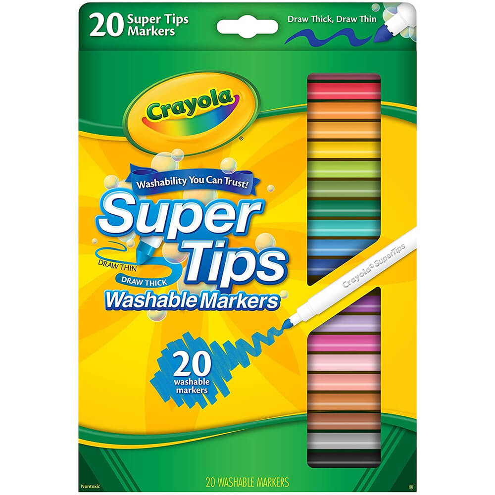 BAZIC Washable Markers Super Tip 20 Color, Fine Line Coloring Marker Non  Toxic, for Art School Supplies, Drawing Gift for Kids (20/Pack), 1-Pack