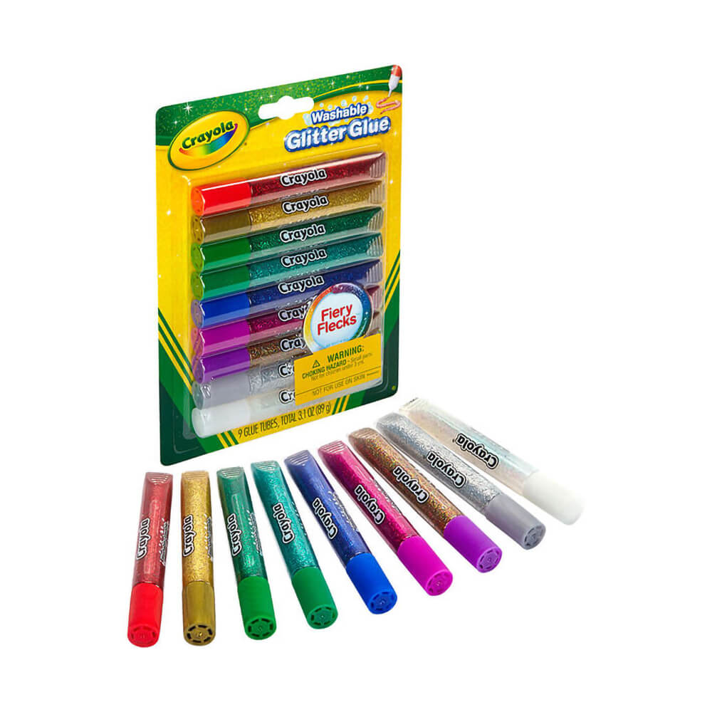 Crayola 9ct Washable Glitter Glue Fiery Flecks