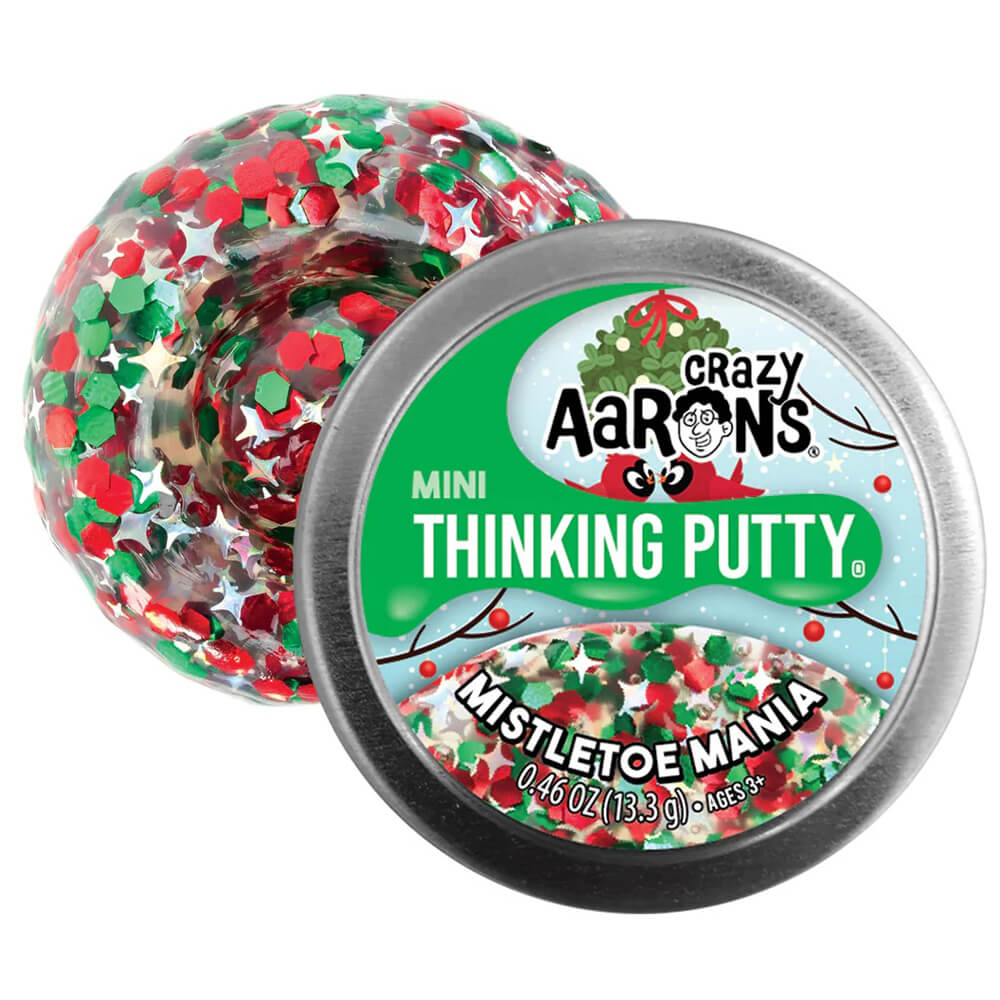 Crazy Aaron's Holiday Thinking Putty Mistletoe Mania with 2" Tin