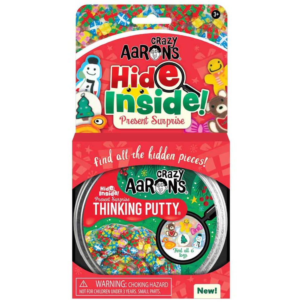 Crazy Aaron's Holiday Thinking Putty Present Surprise with 4" Tin