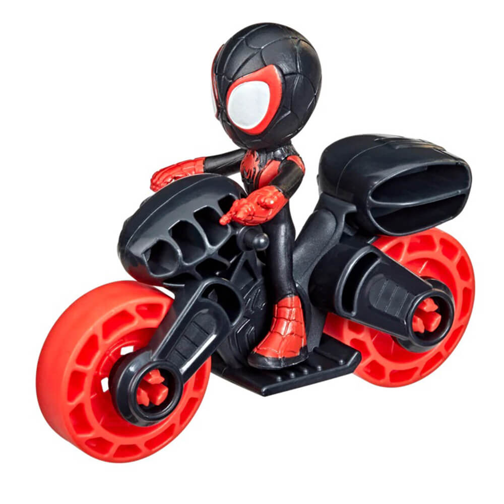 Disney Junior Spidey and His Amazing Friends Miles Morales Figure with Motorcycle