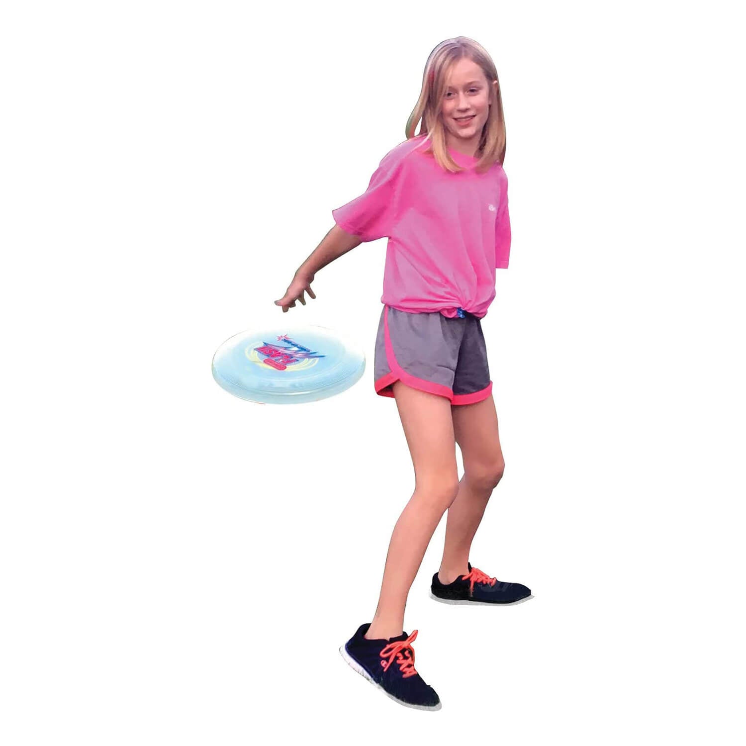 Girl playing with the frisbee