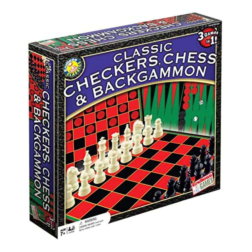 Endless Games Classic Chess, Checkers, and Backgammon 3-in-1 Game