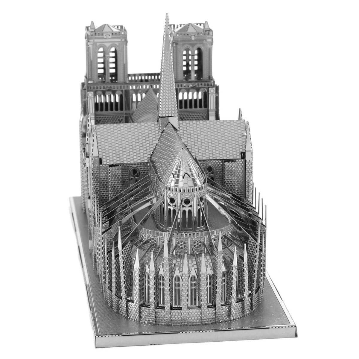 Front view of the Metal Earth Premium Iconx Notre Dame Cathedral Metal Model - 2 Sheets.