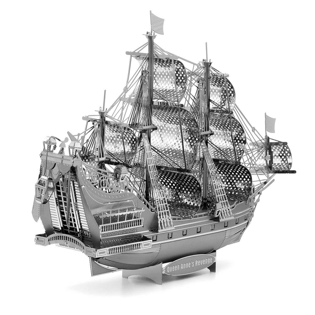 Side view of the Metal Earth Premium Iconx Queen Anne's Revenge Ship Model - 2 Sheets.