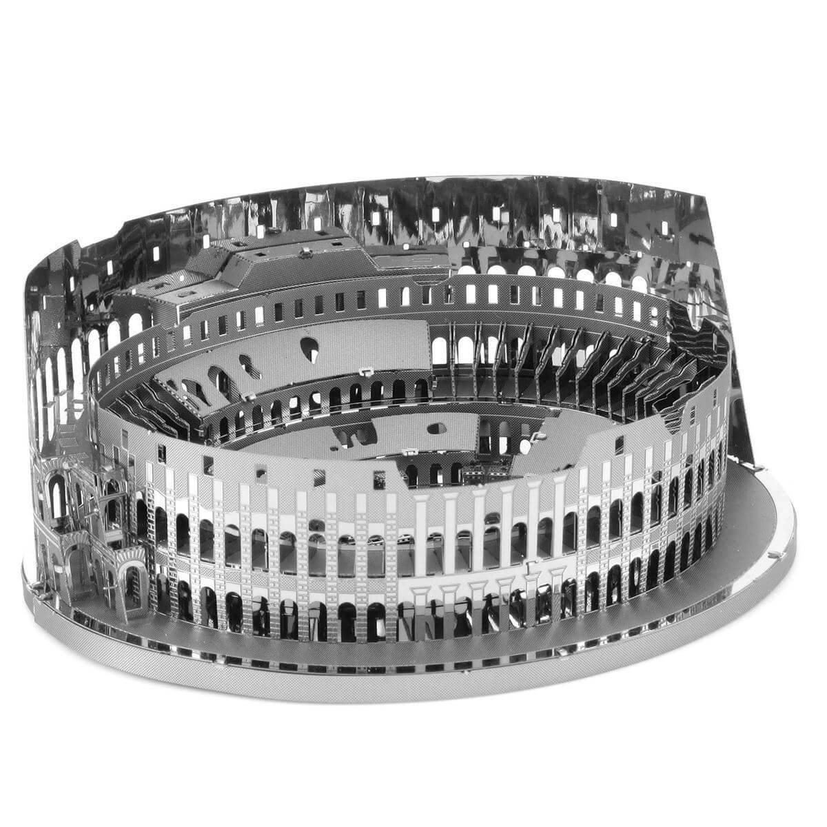 Front view of the completed metal colosseum.