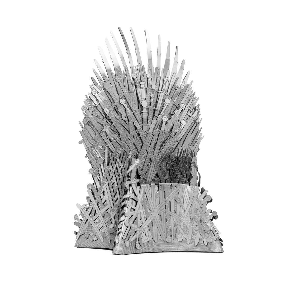 Front view of the metal throne.