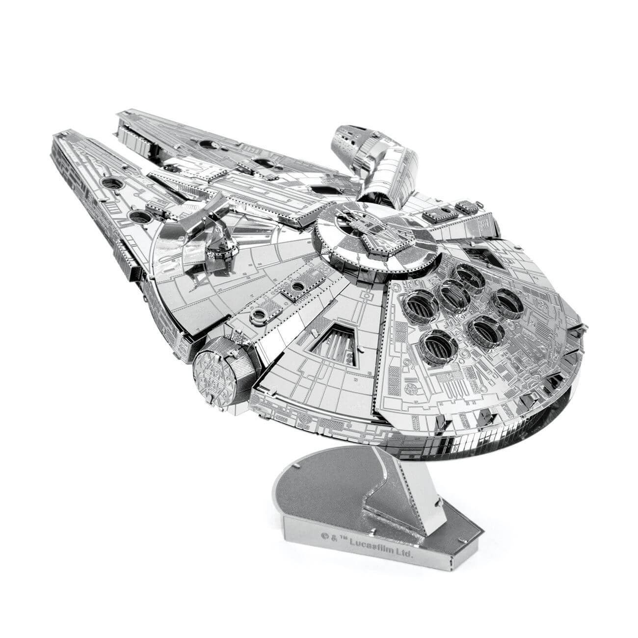 Back view of the Metal Earth Premium Iconx Star Wars Millennium Falcon - 2 Sheets.