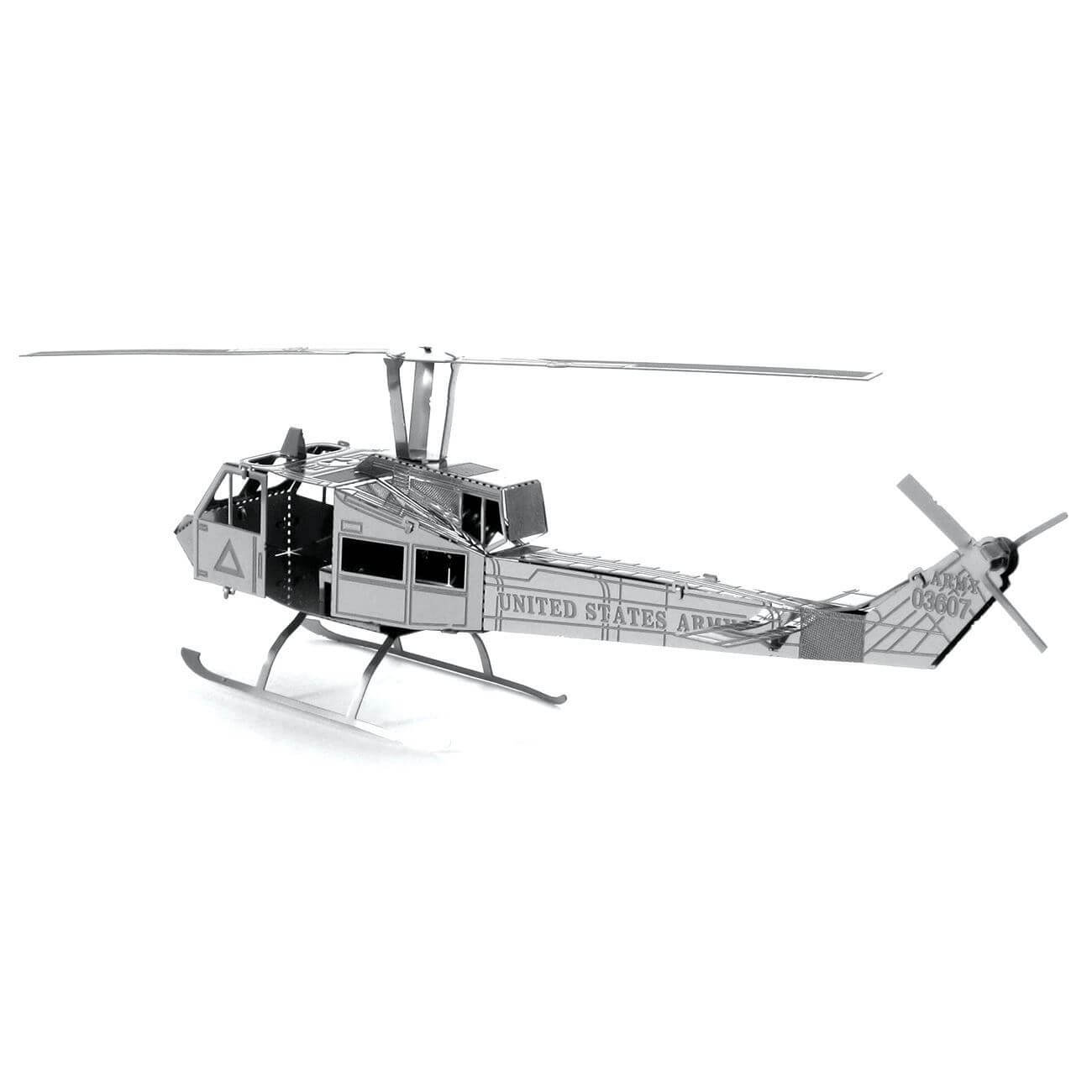 Side view of the helicopter model kit.