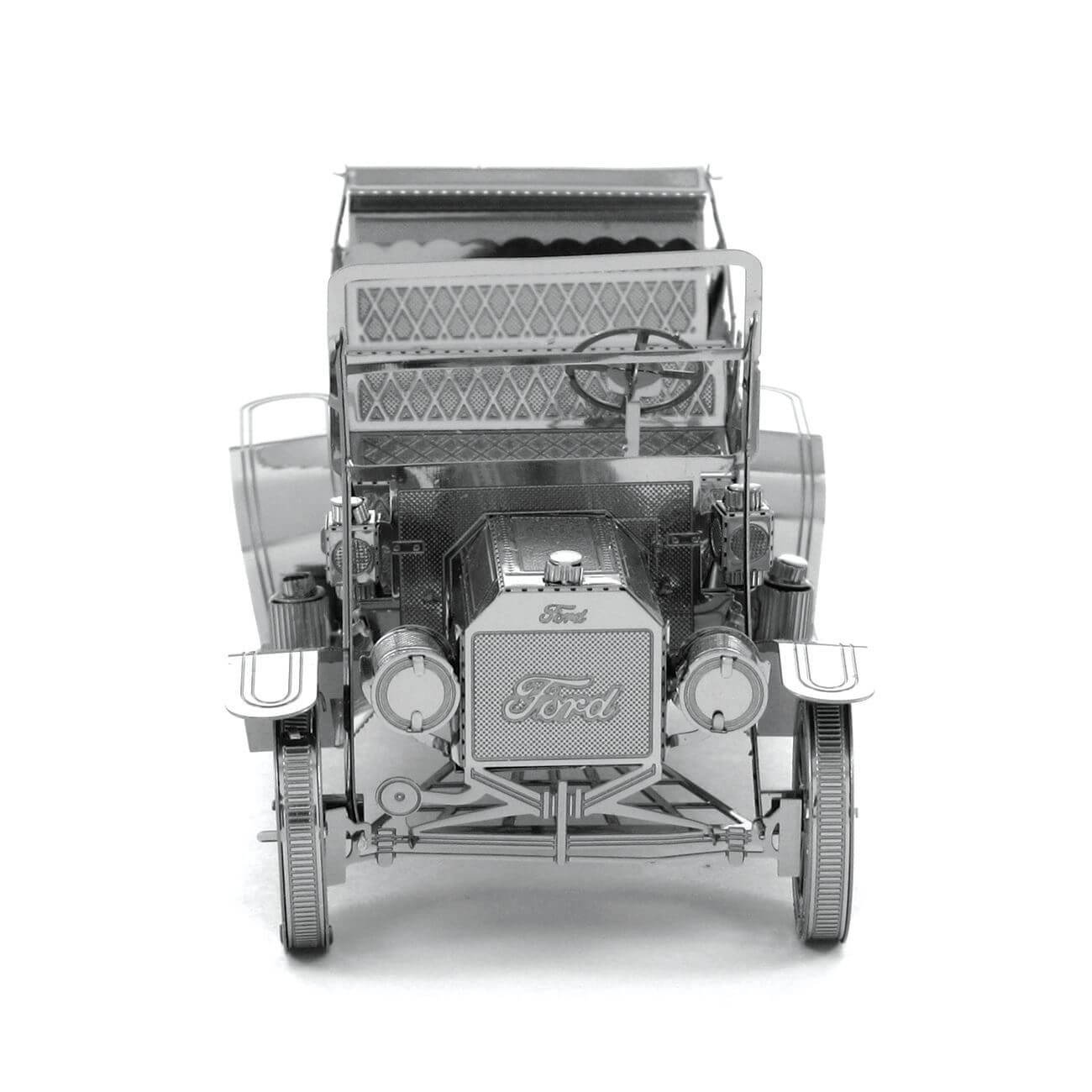 Front view of the Metal Earth 1908 Ford Model T Vehicle Metal Model Kit - 2 Sheets.