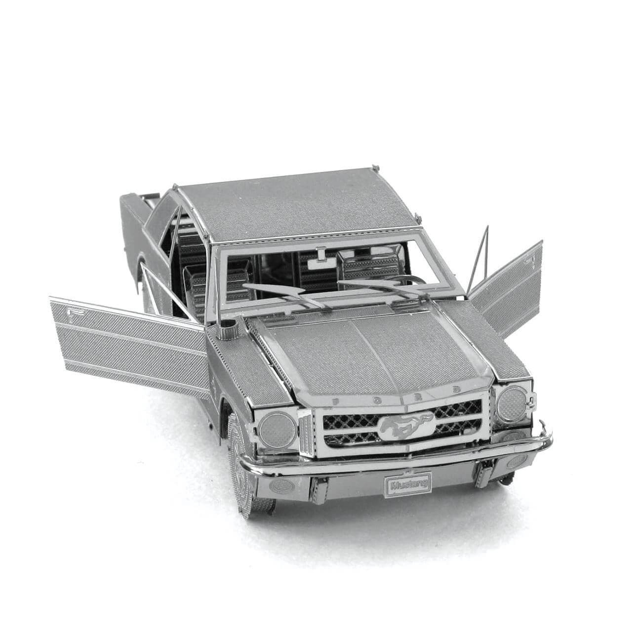 Front view of the Metal Earth Ford 1965 Mustang Coupe Metal Model Kit - 2 Sheets.