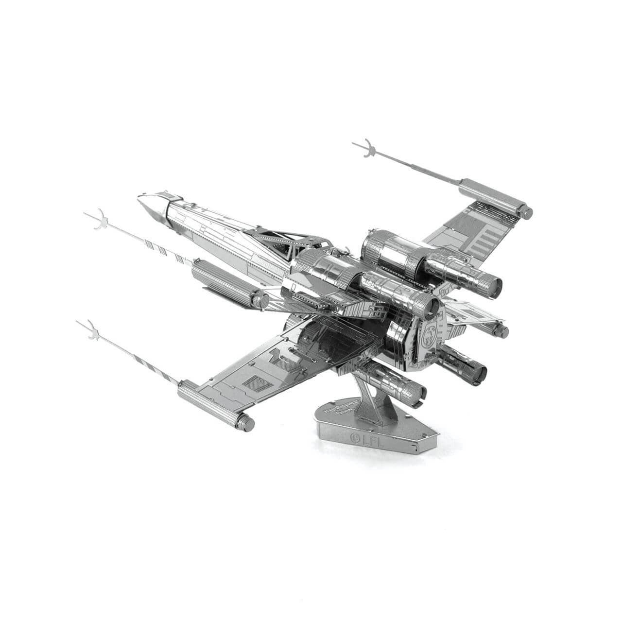 Side view of the Metal Earth Star Wars X-Wing Starfighter Metal Model Kit - 2 Sheets.