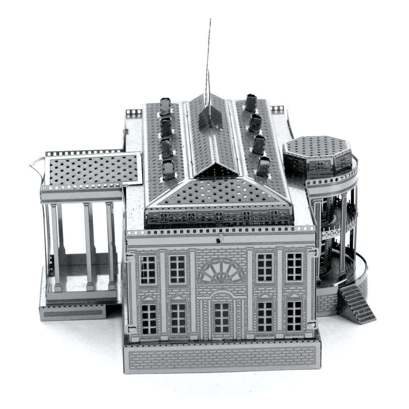 Side view of the Metal Earth White House Metal Model Kit - 2 Sheets.