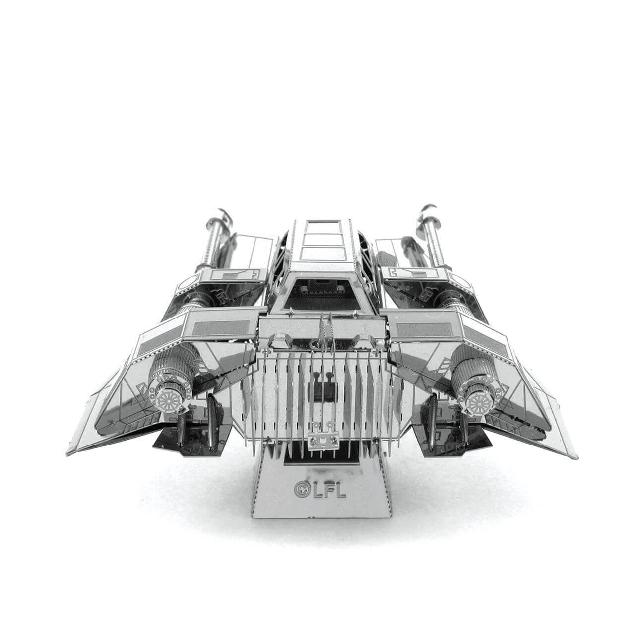 Back view of the metal spaceship.