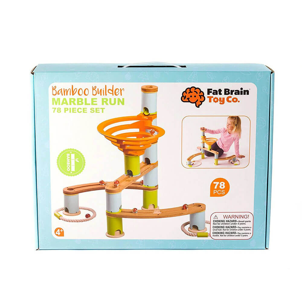 Fat Brain Toys Bamboo Builder Marble Run -78pcs