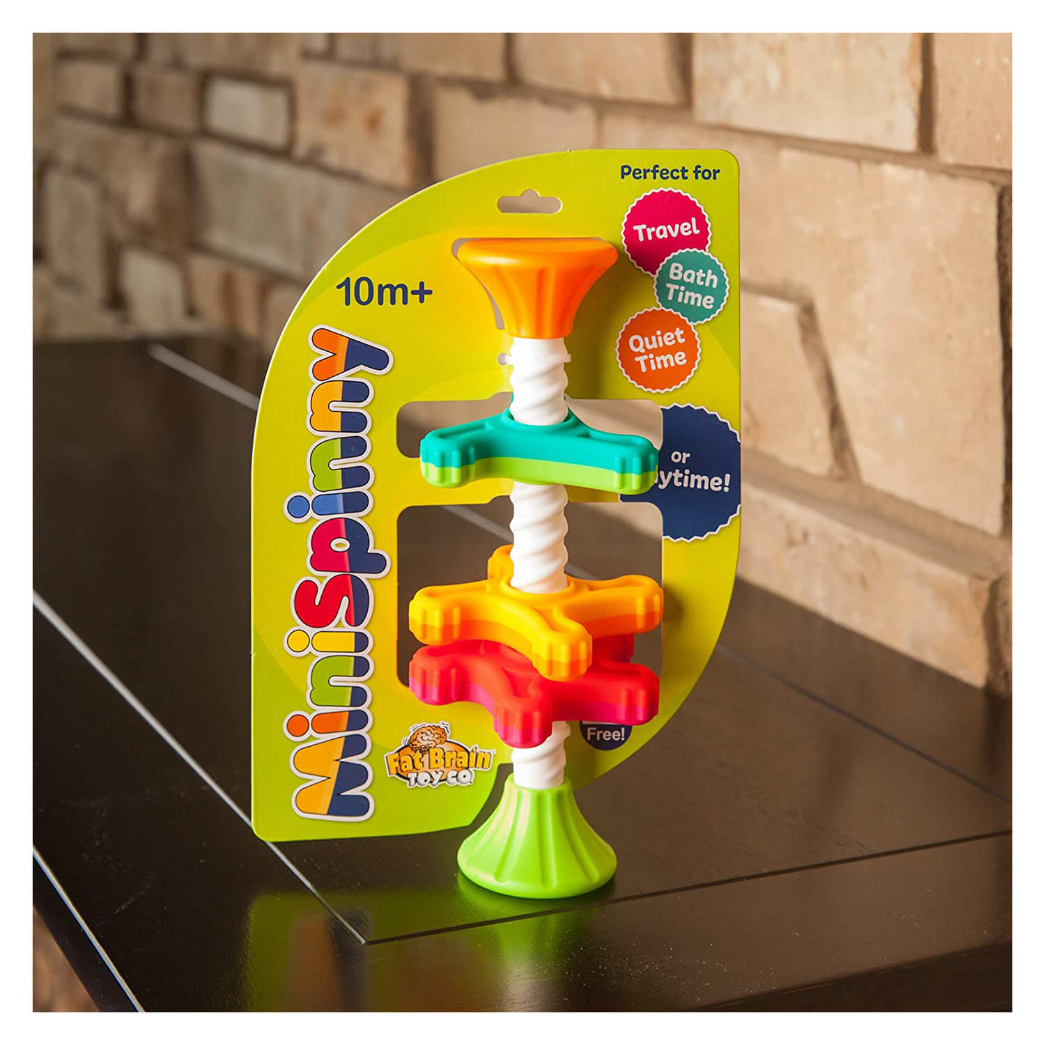 Front view of the Fat Brain Toys MiniSpinny package.