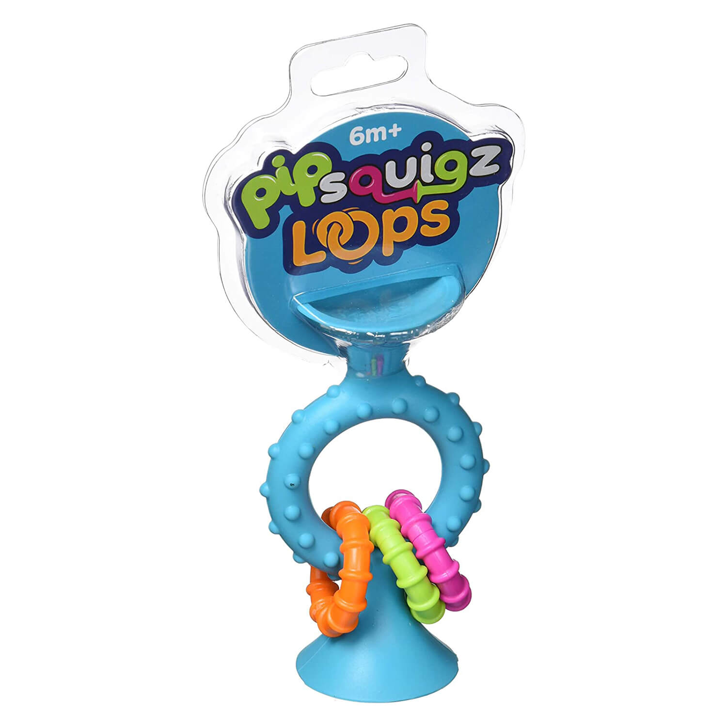 Front view of the Fat Brain Toys pipSquigz Loops - Teal package.